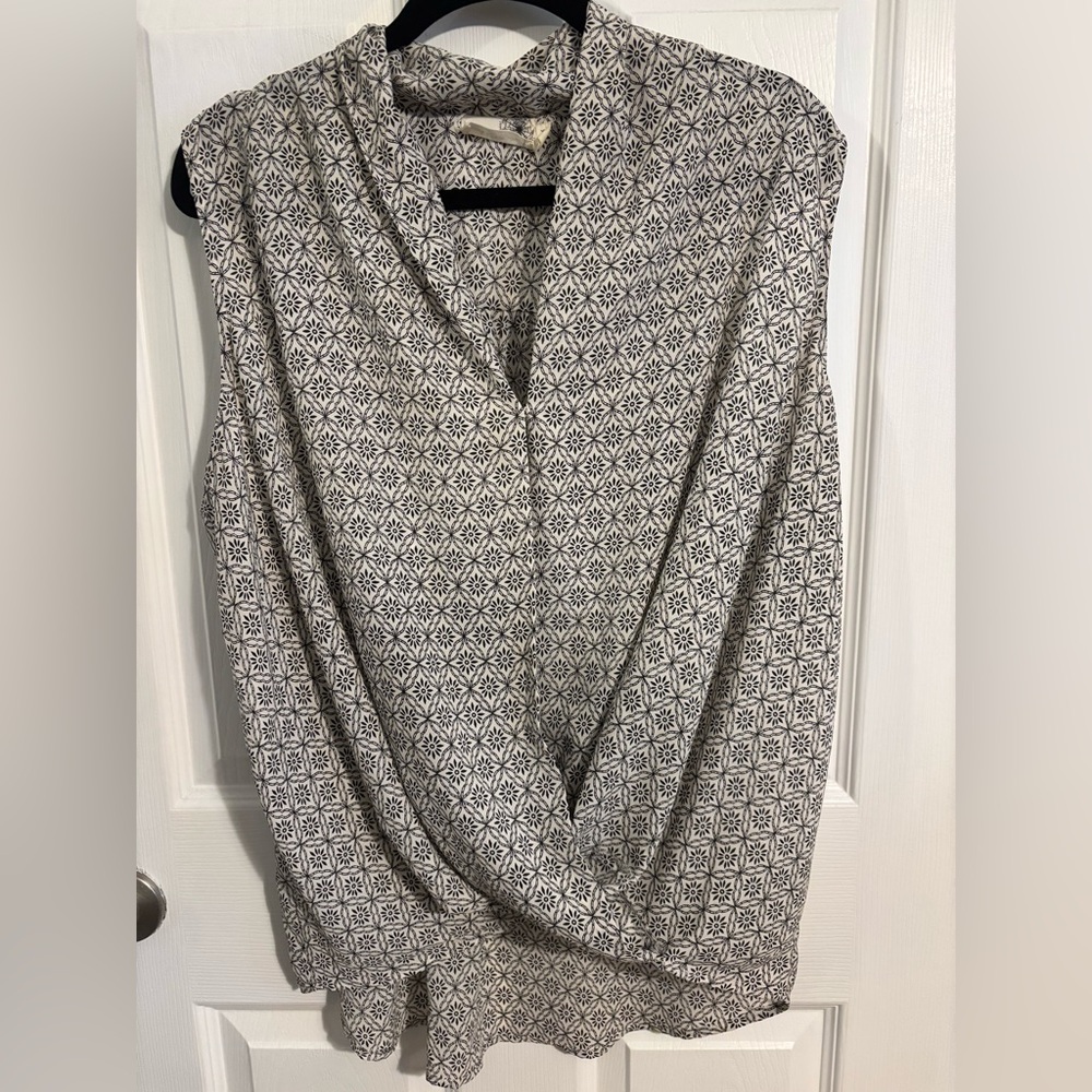 😍EVERLEIGH Anthropologie Sleeveless Draped V-Neck Blouse /size XL